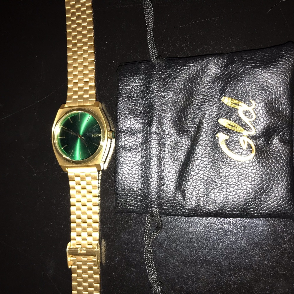 Nixon Gold Time Teller Wristwatch - Green Face